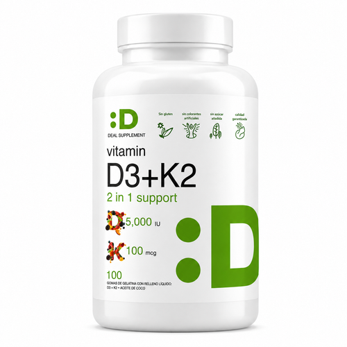 VITAMINA D3 5000 IU + K2 100 MCG | DEAL SUPPLEMENT | 100 SOFTGELS