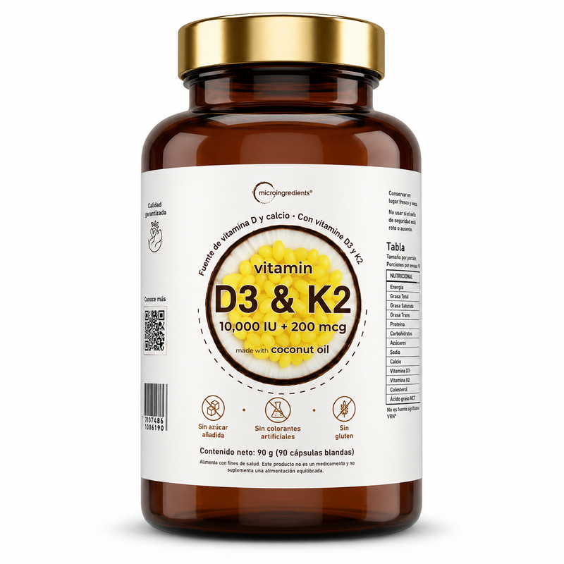 VITAMINA D3 + K2 10,000 IU | MICROINGREDIENTS | 90 CÁPSULAS