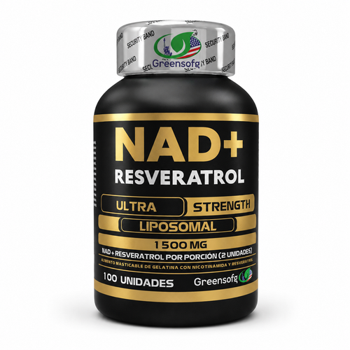 NAD + RESVERATROL LIPOSOMAL 1500MG | GREENSOFG | 100 UNIDADES