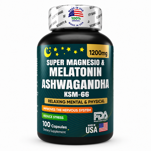 MAGNESIO TRIPLE + ASHWAGANDHA KSM-66® + MELATONINA 12MG | MADE IN USA