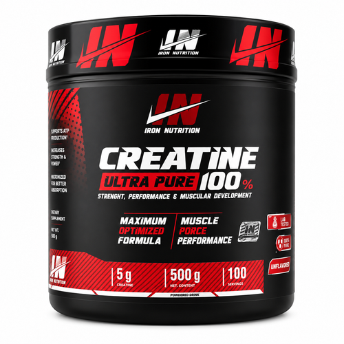 CREATINA MONOHIDRATADA MICRONIZADA | IRON NUTRITION | 500G | 100 SERVICIOS