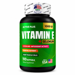 VITAMINA E + SELENIO 1000 UI | ACTIVE PLUS | HECHO EN USA · 100 SOFTGELS
