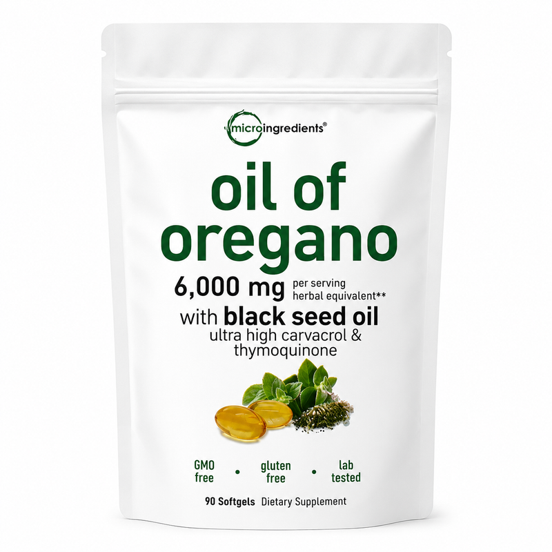 ACEITE DE ORÉGANO CON SEMILLA NEGRA 6000 MG | MICROINGREDIENTS | 90 SOFTGELS