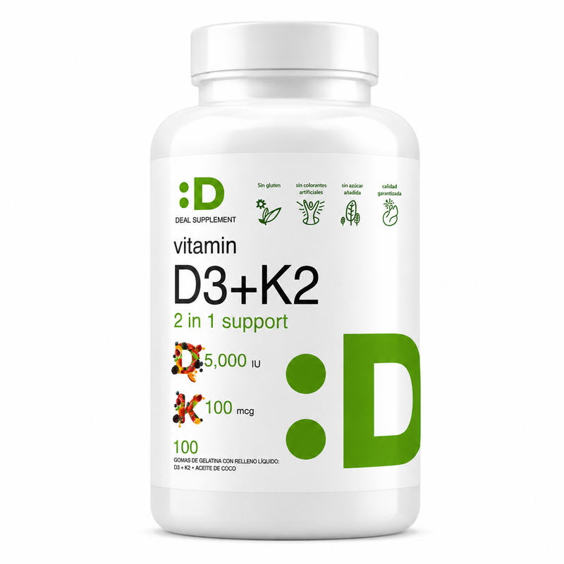 VITAMINA D3 5000 IU + K2 100 MCG | DEAL SUPPLEMENT | 100 SOFTGELS