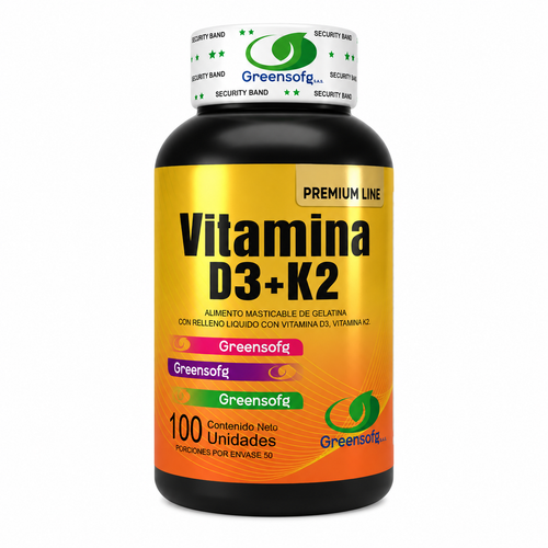 VITAMINA D3+ K2 | GREENSOFG | 100 UNIDADES