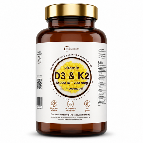 VITAMINA D3 + K2 10,000 IU | MICROINGREDIENTS | 90 CÁPSULAS