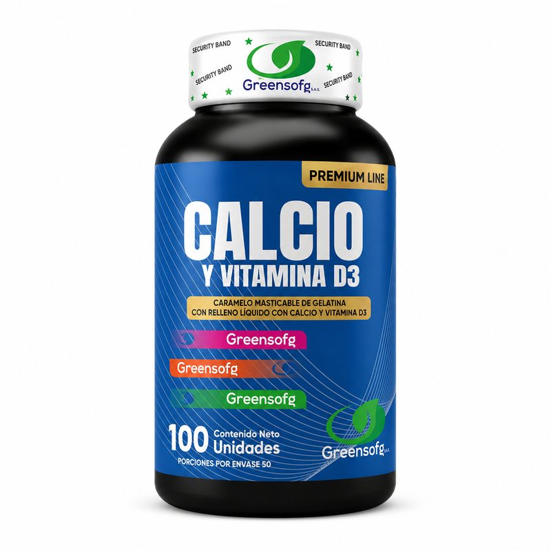 CALCIO + VITAMINA D3 | 1200 MG | GREENSOFG | 100 UNIDADES