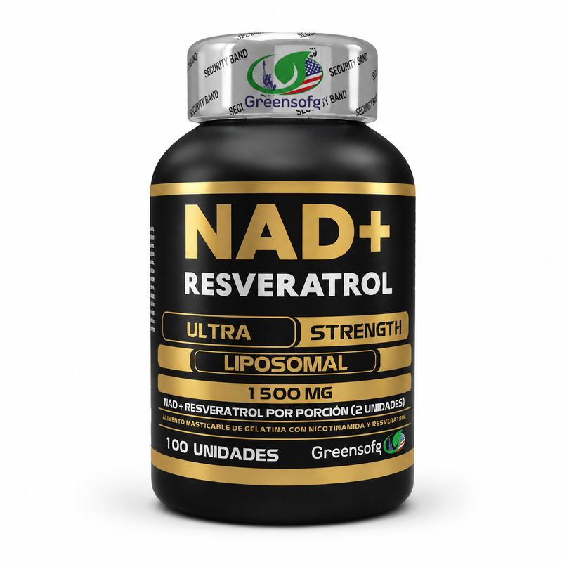 NAD + RESVERATROL LIPOSOMAL 1500MG | GREENSOFG | 100 UNIDADES