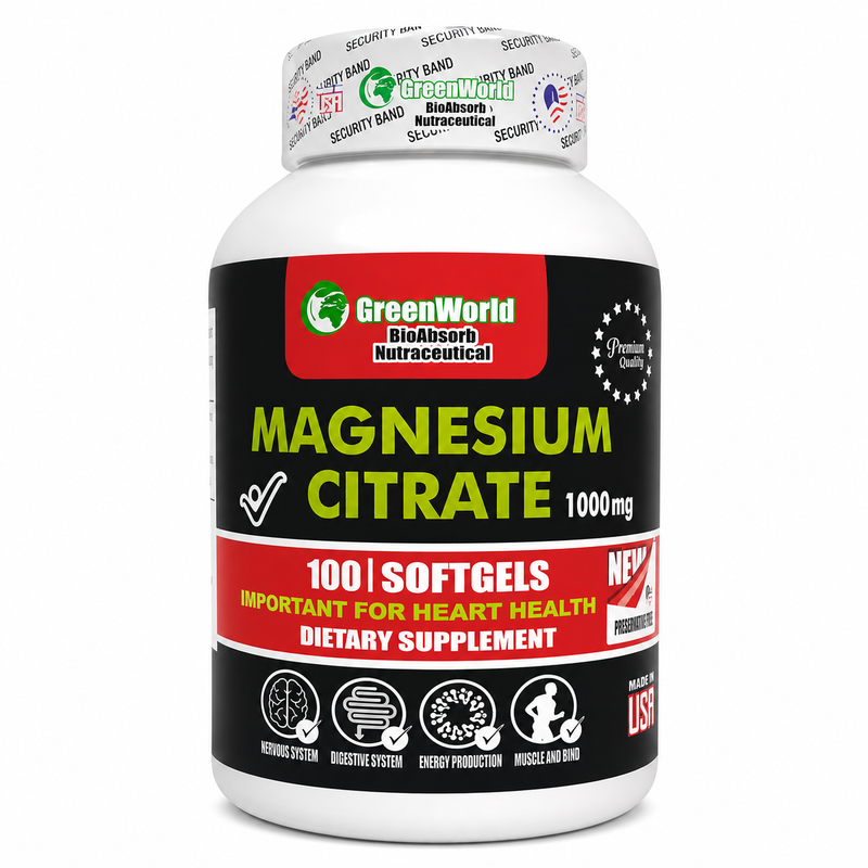 CITRATO DE MAGNESIO | GREENWORLD | MADE IN USA | GMP CERTIFIED