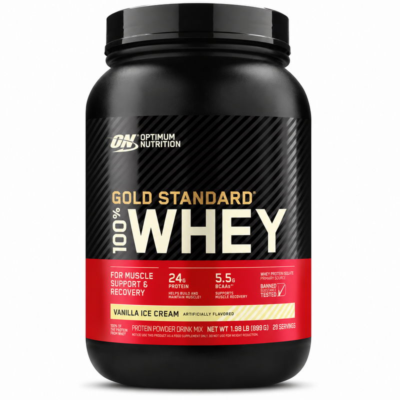 PROTEINA WHEY ISOLATE 24G | OPTIMUM NUTRITION GOLD STANDARD | VANILLA ICE CREAM | 1.98LB 29 SERVICIOS