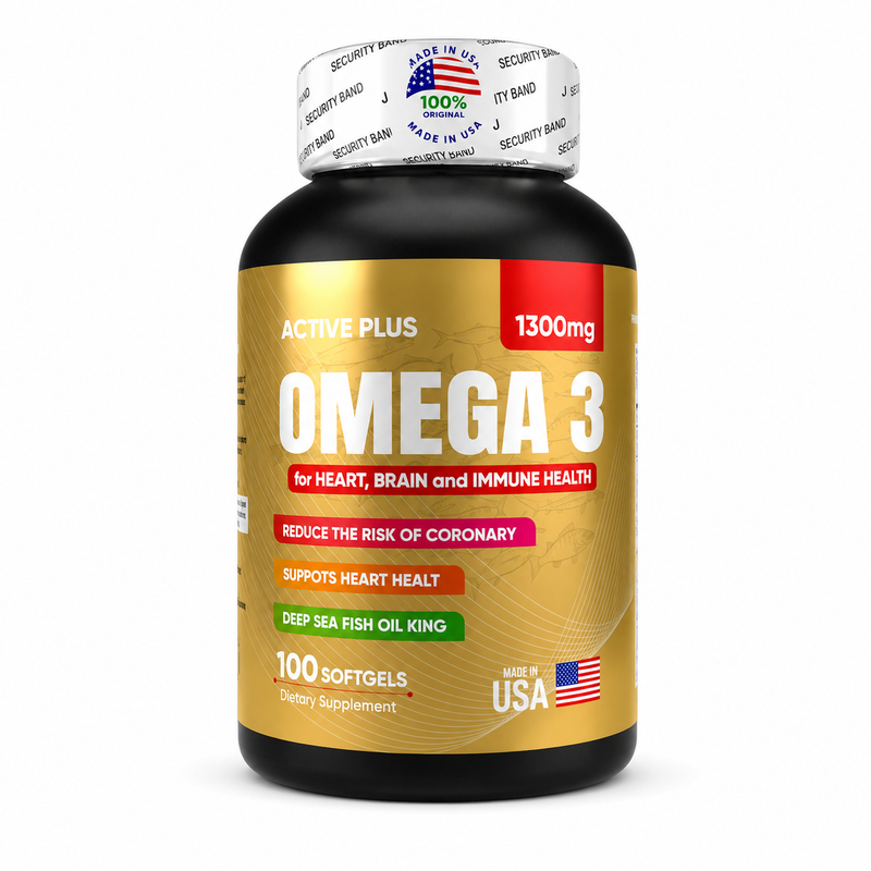 OMEGA 3 DEEP SEA FISH OIL | ACTIVE PLUS | 1300MG | 100 SOFTGELS USA